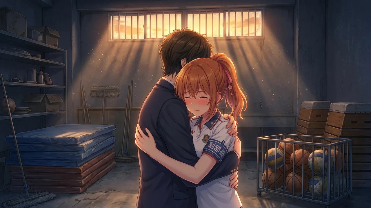 体育館の倉庫で抱き合うさくら